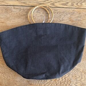 Shiraleah Charcoal Tote with Bamboo Handles